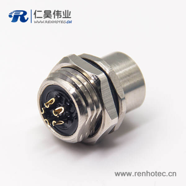 m12母头直式防水航空插座C型编码焊线式后锁穿墙 m12母头直式防水航空插座C型编码焊线式后锁穿墙