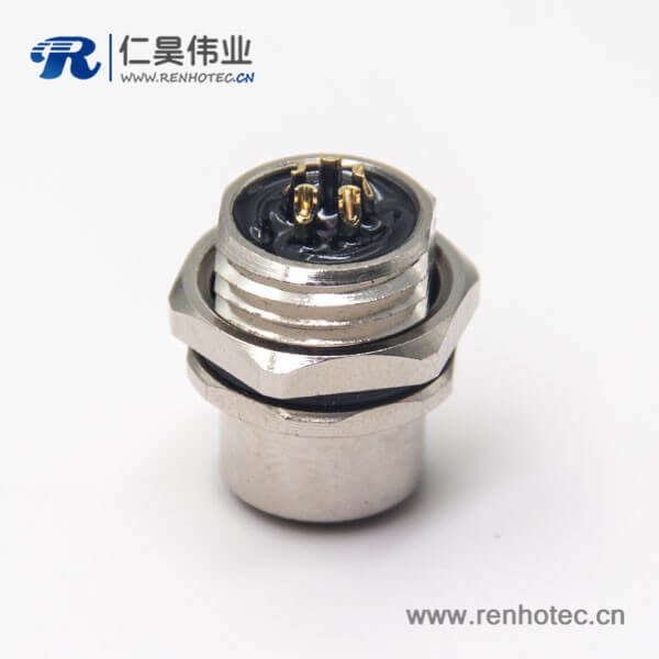 m12母头直式防水航空插座C型编码焊线式后锁穿墙 m12母头直式防水航空插座C型编码焊线式后锁穿墙