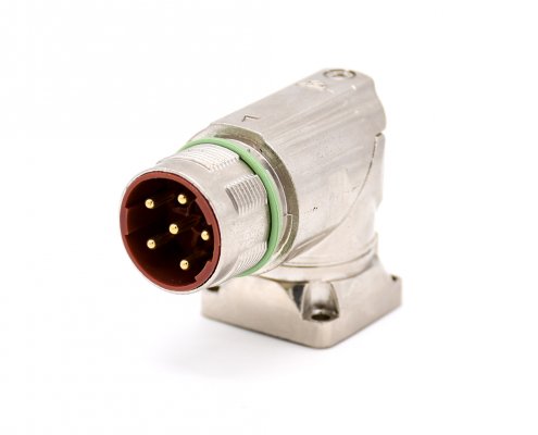 6芯插座 M40 系列弯式防水四孔法兰工业接插件