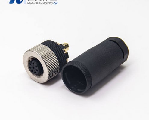 m12压力传感器接线塑胶8芯锁接直式母头航空插头