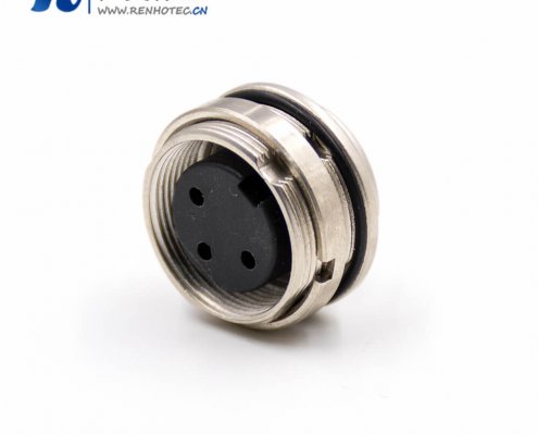 3芯插座M16母头A扣直式焊杯接线板端插座前锁穿墙接插件