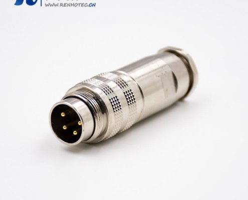 M16组装式4芯公头180°全金属接线接插件带屏蔽组装接头