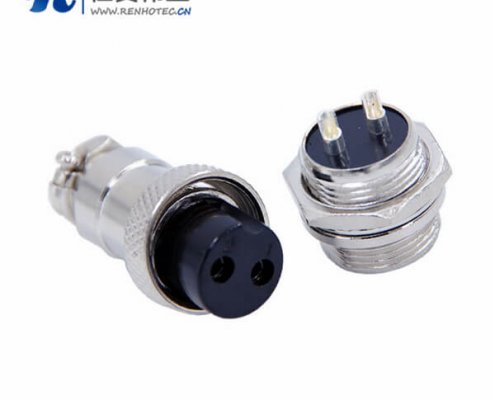 GX16两芯航空插头直式金属防水接插件