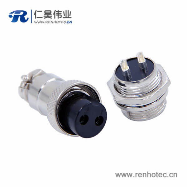 GX16两芯航空插头直式金属防水接插件 GX16两芯航空插头直式金属防水接插件