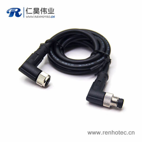 3芯工业防水插头公对母弯式注塑线24AWG线长2米 3芯工业防水插头公对母弯式注塑线24AWG线长2米