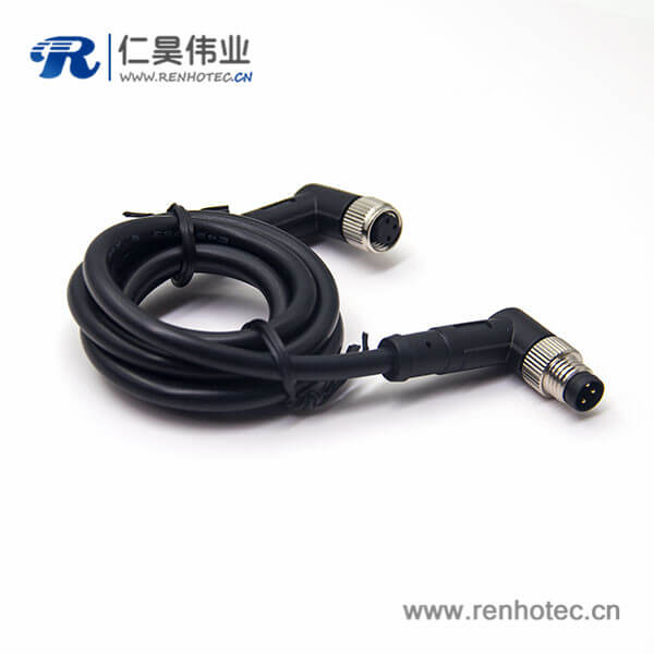 3芯工业防水插头公对母弯式注塑线24AWG线长2米 3芯工业防水插头公对母弯式注塑线24AWG线长2米