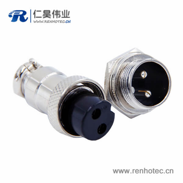 GX16两芯航空插头直式金属防水接插件 GX16两芯航空插头直式金属防水接插件