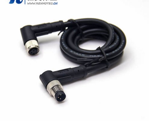 3芯工业防水插头公对母弯式注塑线24AWG线长2米