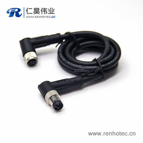 3芯工业防水插头公对母弯式注塑线24AWG线长2米 3芯工业防水插头公对母弯式注塑线24AWG线长2米