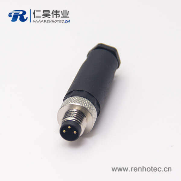 m8传感器接头3pin焊线式锁接直式公头 m8传感器接头3pin焊线式锁接直式公头