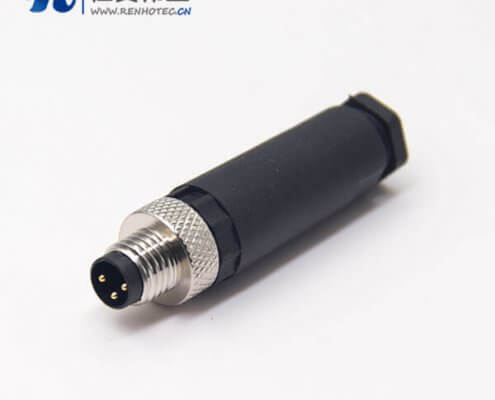m8传感器接头3pin焊线式锁接直式公头