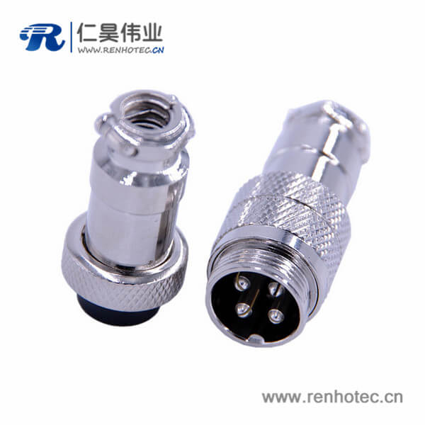 GX16 4芯航空插头接线直式公母对接式接插件 GX16 4芯航空插头接线直式公母对接式接插件