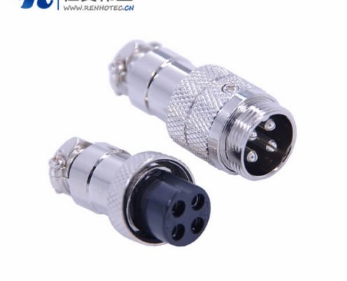 GX16 4芯航空插头接线直式公母对接式接插件