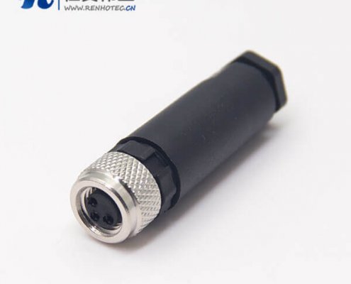 m8内螺纹接头母头接线全塑胶外壳3pin直式插头