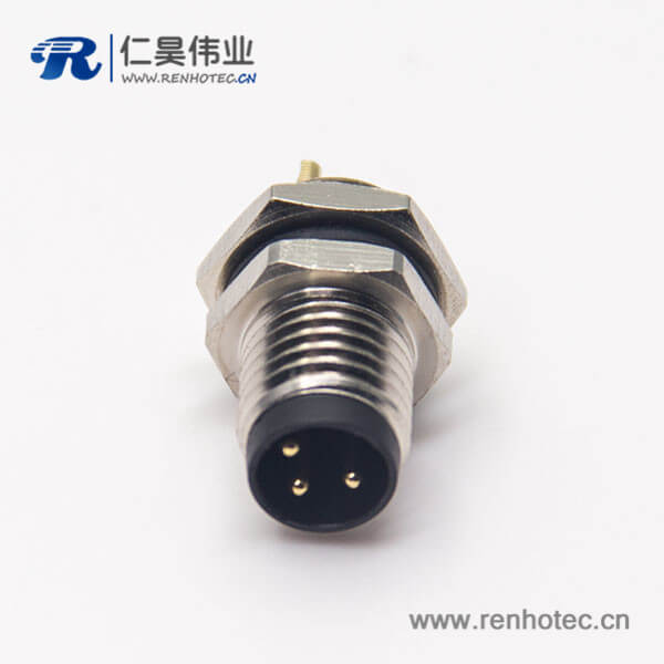 防水接头m8直式螺纹工业母头3pin焊线式前锁板面板安装防水插座 防水接头m8直式螺纹工业母头3pin焊线式前锁板面板安装防水插座