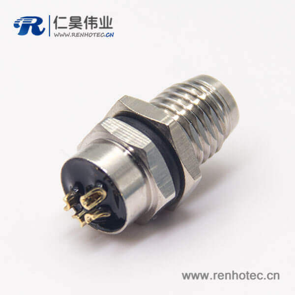 传感器接头m8圆形接插件焊线防水前锁板4pin公头插座 传感器接头m8圆形接插件焊线防水前锁板4pin公头插座