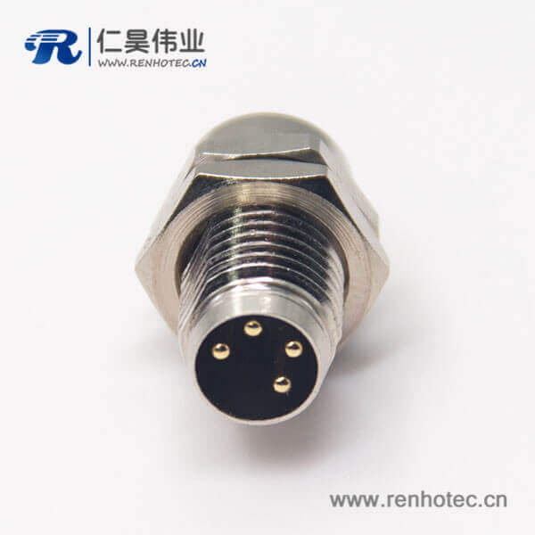 传感器接头m8圆形接插件焊线防水前锁板4pin公头插座 传感器接头m8圆形接插件焊线防水前锁板4pin公头插座