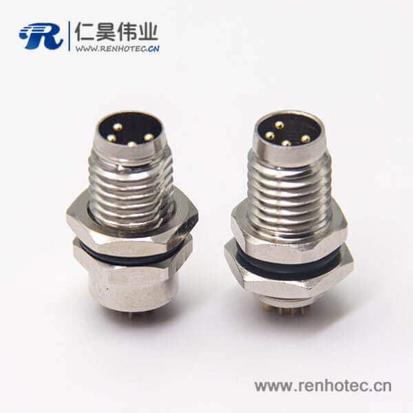 传感器接头m8圆形接插件焊线防水前锁板4pin公头插座 传感器接头m8圆形接插件焊线防水前锁板4pin公头插座