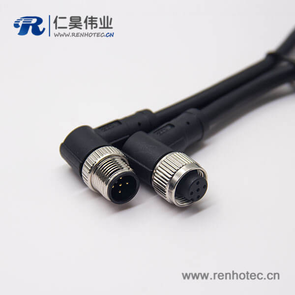 m12电缆信号线5芯90度公对母A编码不带屏蔽工业防水插头1M AWG22 m12电缆信号线5芯90度公对母A编码不带屏蔽工业防水插头1M AWG22