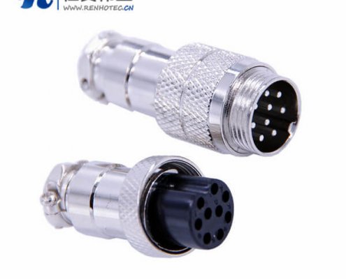 9芯航空插头GX16直式公头母头电缆式接插件