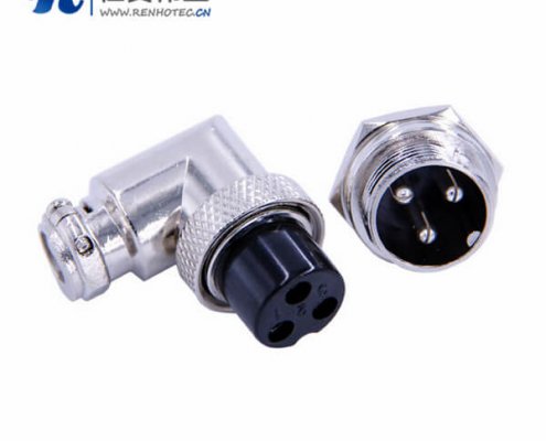 GX16 3芯弯式接插件母头公座板端接线