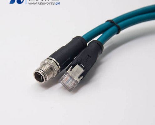 m12 8芯 X型转rj45电缆m12不带屏蔽直式公头转rj45直式水晶头1M AWG24