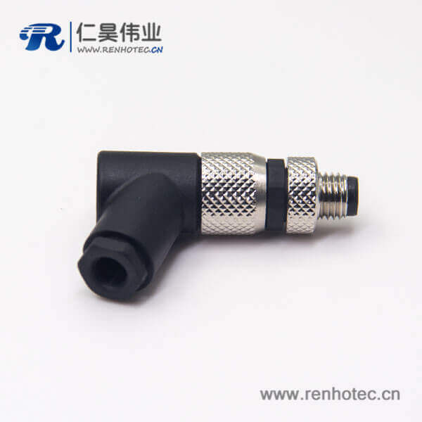 m8公头弯式4pin插座塑胶外壳组装式锁接式航空接插件 m8公头弯式4pin插座塑胶外壳组装式锁接式航空接插件