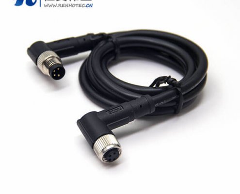 4芯工业防水插头公转母90度电缆24AWG线长2米