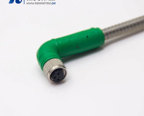 m8成型接插件弯式母头对母头注塑线24AWG线长1米3芯不带屏蔽