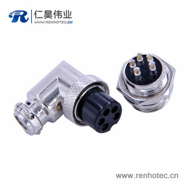 航空插头5芯接插件开孔16mm弯式母头公座 航空插头5芯接插件开孔16mm弯式母头公座