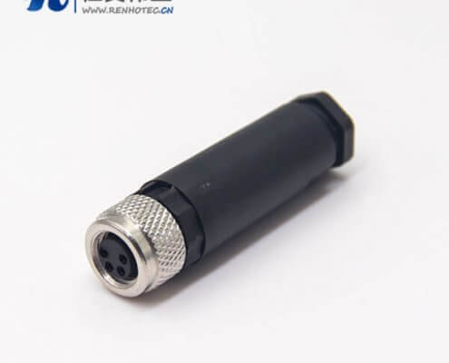 m8 4芯直式母头全塑胶接线航空插头传感器