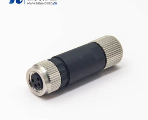 标准m8航空头4芯组装式锁接带屏蔽直式母头