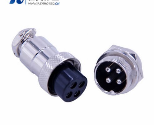 航空插头插座4芯GX20直式圆形公母接插件