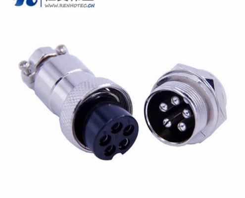 5芯GX20圆形接插件直式公插座母插头