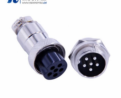 电子接插件GX20 6芯直式圆形母头公座