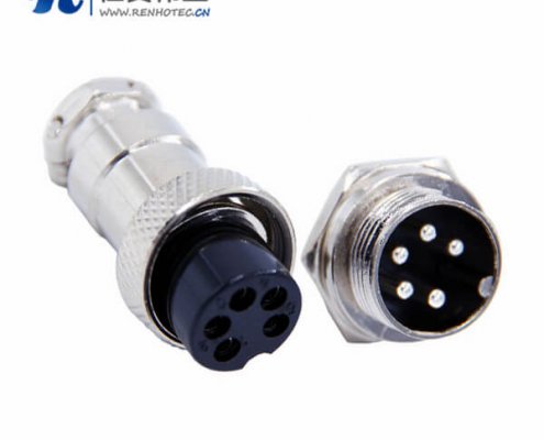 航空插头5芯GX16直式防水电子接插件