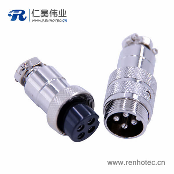 GX20航空插头接线4芯直式对接公母接插件 GX20航空插头接线4芯直式对接公母接插件