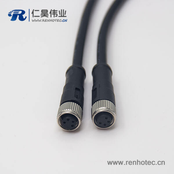 m8 4芯直式母头24AWG线长1米注塑线双边组装电缆 m8 4芯直式母头24AWG线长1米注塑线双边组装电缆