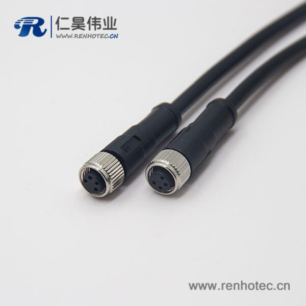 m8 4芯直式母头24AWG线长1米注塑线双边组装电缆 m8 4芯直式母头24AWG线长1米注塑线双边组装电缆