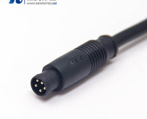 M8直通快插接头电缆B扣5芯公转母直式24AWG线长1米