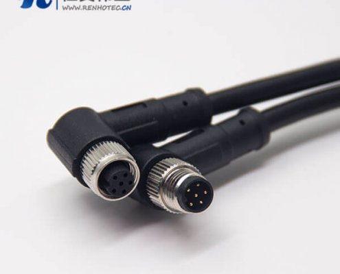 m8塑胶公转母头6芯弯式注塑线26AWG线长1米A型电缆