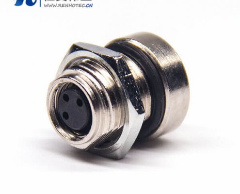 m8 3芯直式母头前锁板焊线防水板端插座