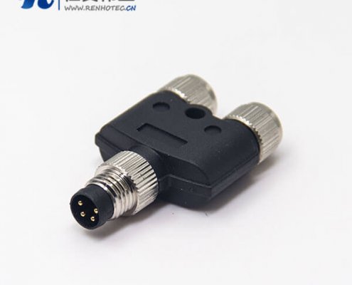 m8 y型接插件一公转两母4pin转接头
