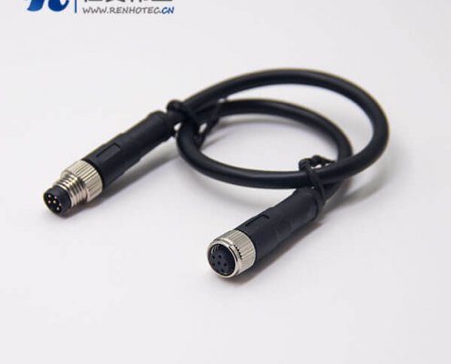 m86芯注塑线26AWG线长50厘米直式公对母A型焊线工业防水接插件