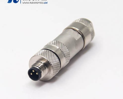 m8接插件接线3pin直式公头插头锁接式全金属外壳航空插头