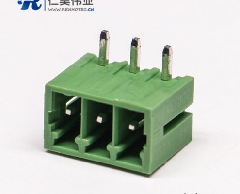PCB绿色3芯弯式插拔式接线端子绿色接线端子座子