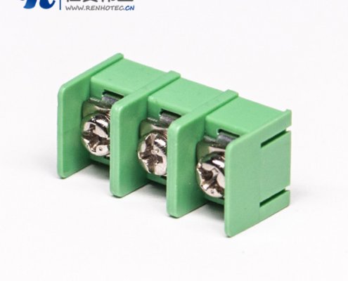 栅栏式3芯绿色直式接线端子插PCB板接插件