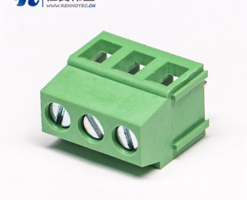 螺钉式直式3芯接PCB接线端子排板接插件绿色