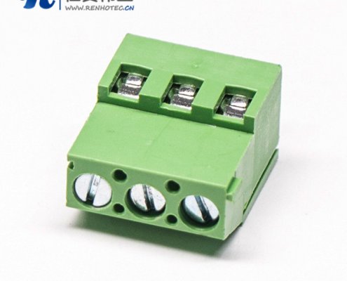 螺钉3芯绿色直式端子穿孔式插PCB板端子接接线