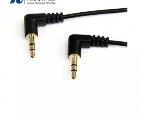 3.5mm90度公对公黑色音响线30CM